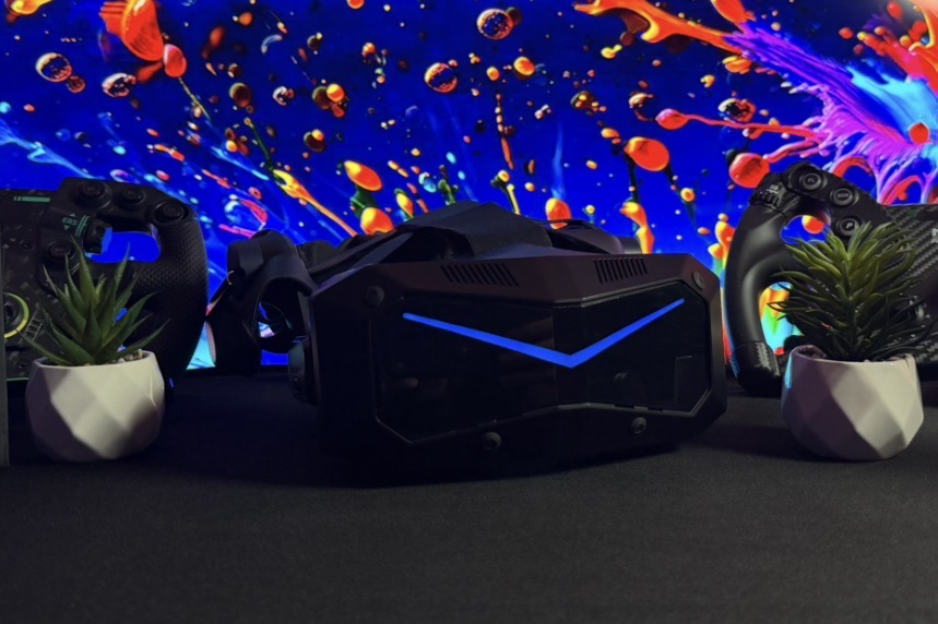 Pimax Dream Air headset on the sim rig